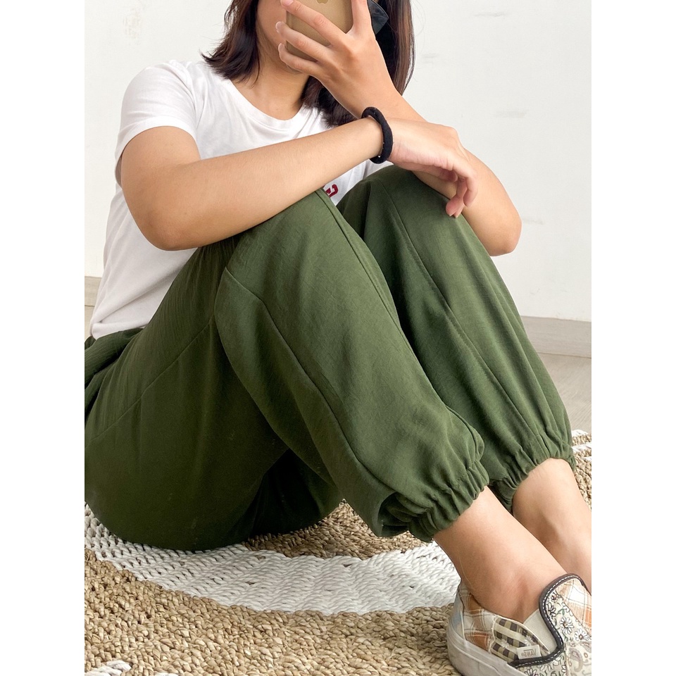 EDELYN PANTS - celana joger/ celana crinkle / celana panjang / pants murah / celana bahan
