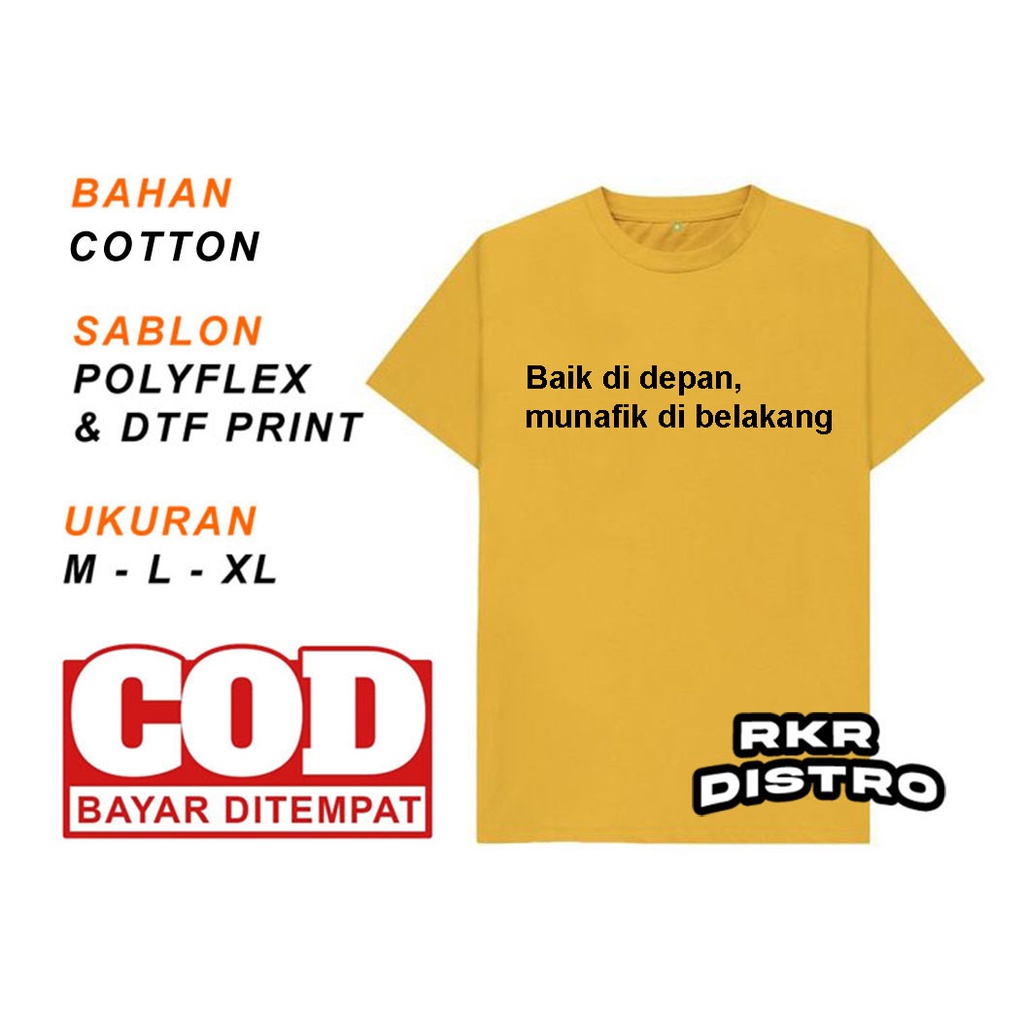 kaos kata kata baik di depan munafik di belakang /kaos distro pria/kaos murah