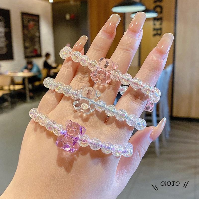 【COD】Gelang Beruang Kristal Ikat Rambut Desain Beruang Kecil Hias Kristal Fungsi Ganda Untuk Wanita