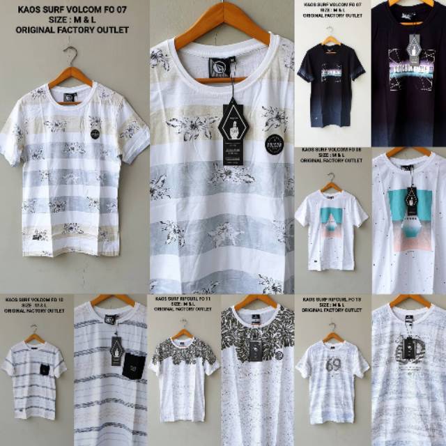 6 MODEL  KAOS VOLCOM ORIGINAL FACTORY BAJU SURF COWOK TEE PRIA IMPORT