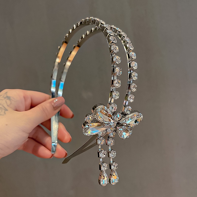 European and American Style Zircon Crystal Bow Hairband Double-layer Temperament All-match Fashion Hair Accessories