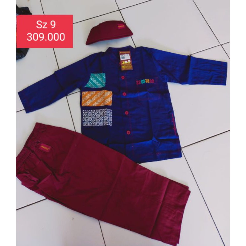 Dannis Koko Anak Lengan Panjang Batik Biru Merah