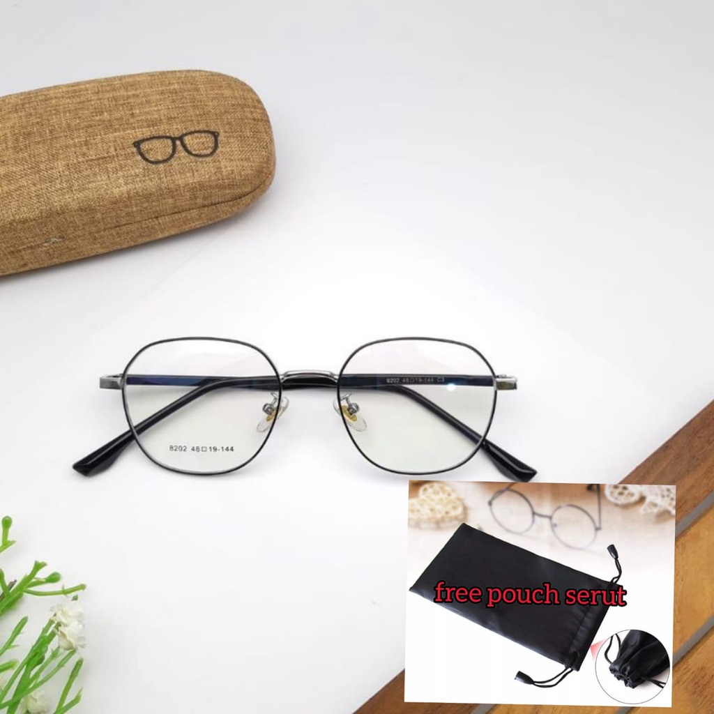 Kacamata Korean Style Pria Wanita | Kacamata Minus Silinder Plus progresif Photocromic blueray 8202