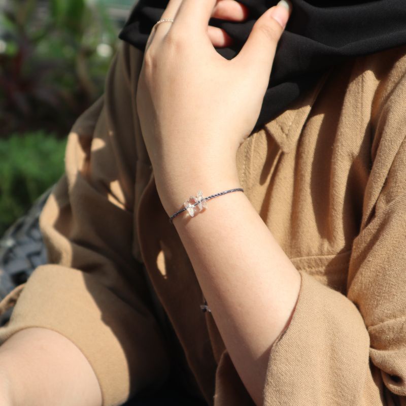 Clear Stone - Gelang Tali Batu Pecah Warna Clear Cocok Untuk Gelang Wanita