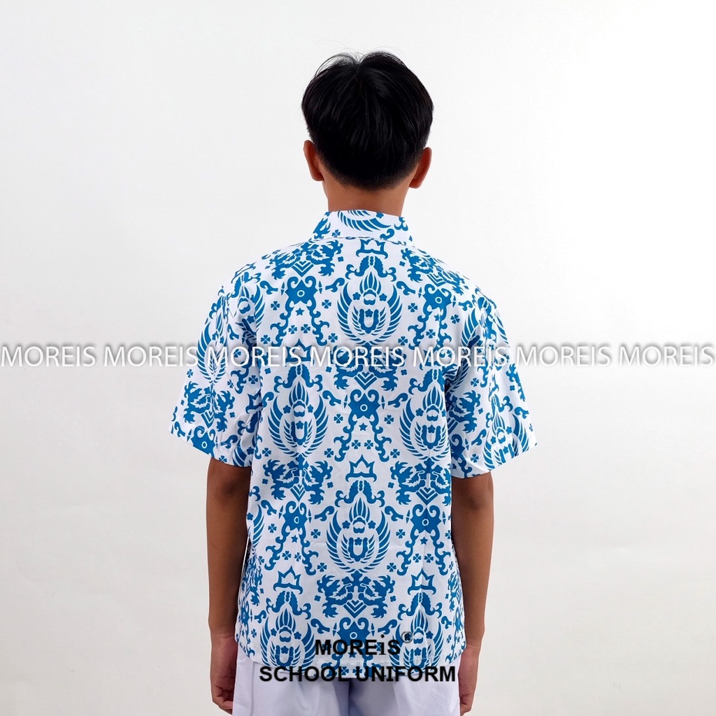 Seragam Batik Garuda Pendek Biru SD/MI/TK/PAUD