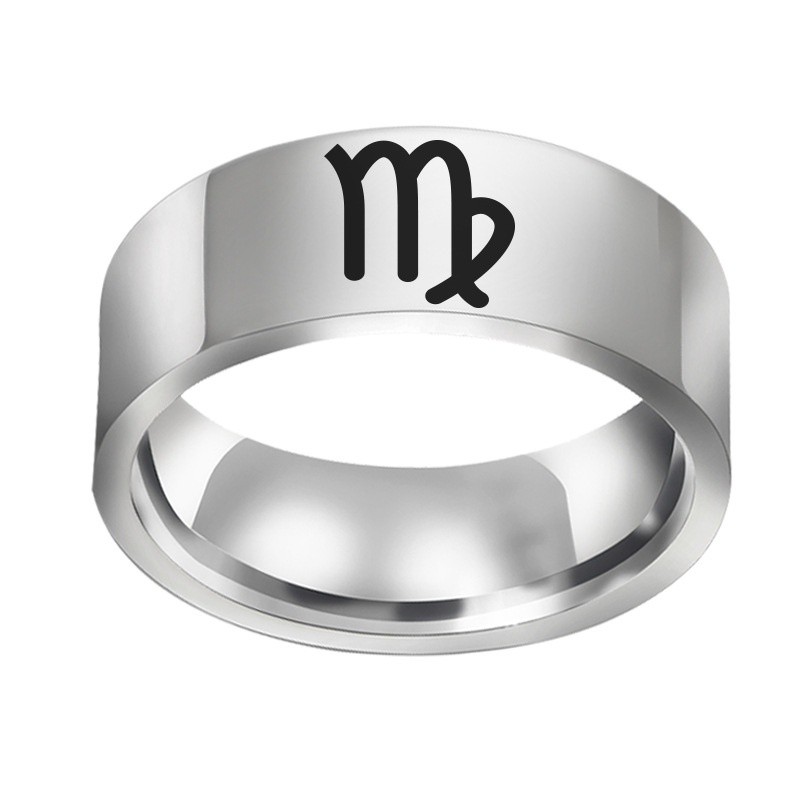 Cincin konstelasi dua belas stainless steel perak Fashion Ring