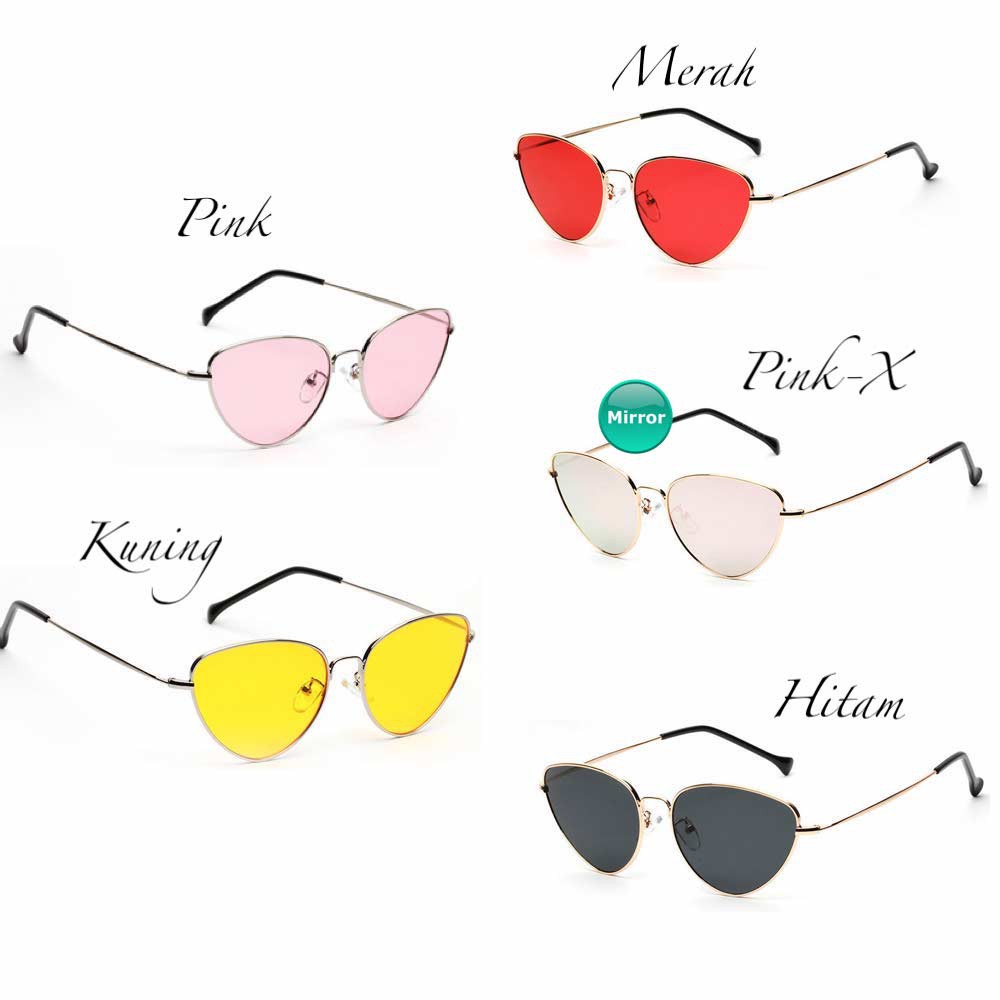 Anti UV Sunglasses Eye Cat [ Pink-X ] Kacamata Wanita - MLB FREE KOTAK KACAMATA