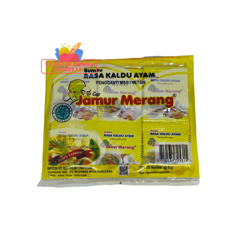 Kaldu Ayam Non MSG Cap Jamur Merang Kemasan Pack (30 Sachet)