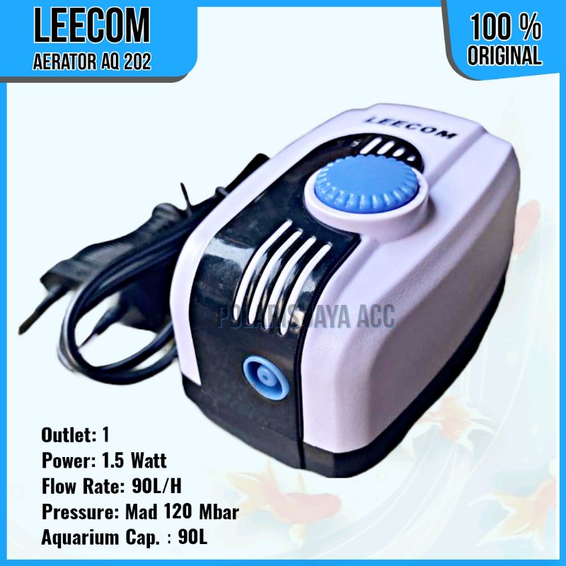 AERATOR 1 LUBANG POMPA UDARA AQUARIUM LEECOM AQ 202 1.5 WATT SUPER SILENT ORIGINAL