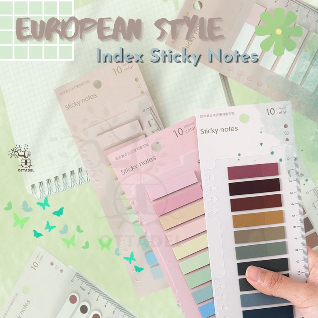 

Ottadel SY02 200 lembar label stiker warna, sticky notes binder dengan penggaris