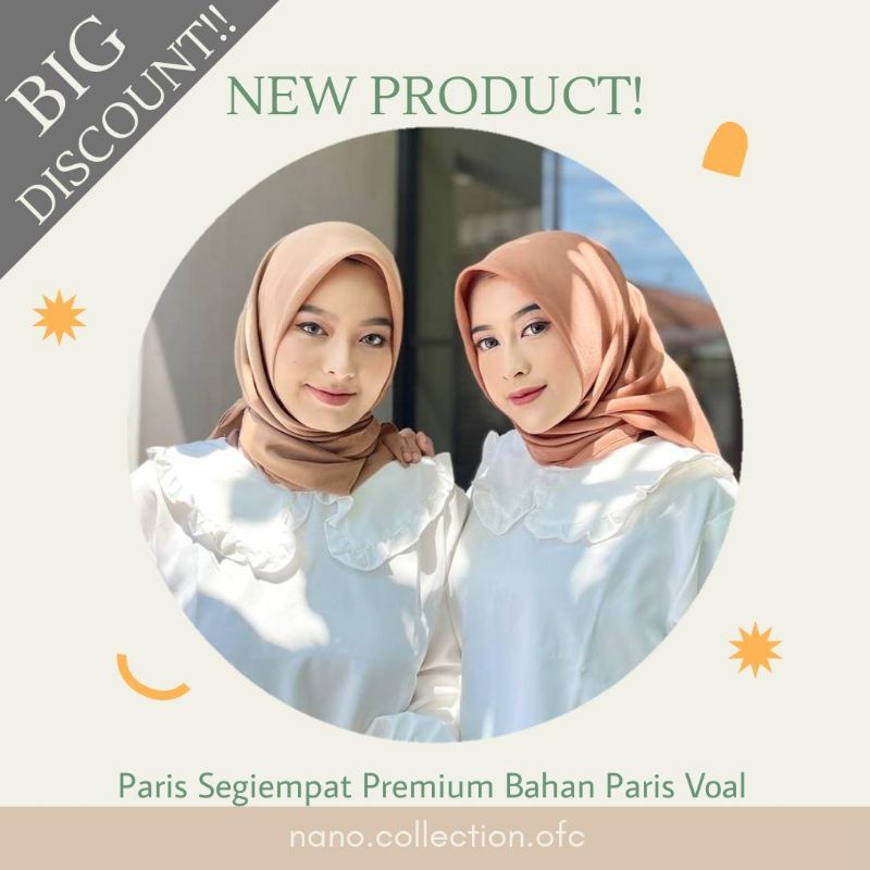 NN - Hijab Paris Segiempat Premium Bahan Paris Voal