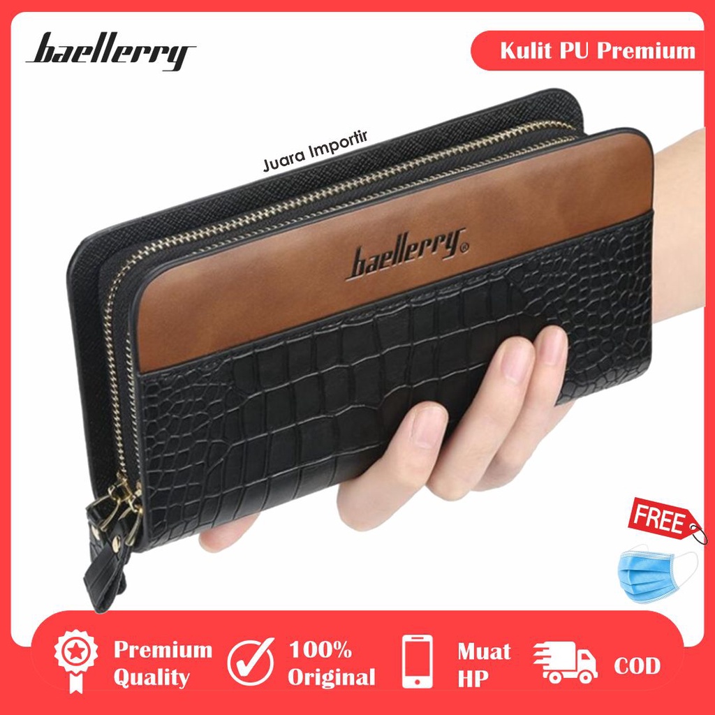 Dompet Panjang Pria Motif Buaya Original Import Bahan Kulit Bisa COD