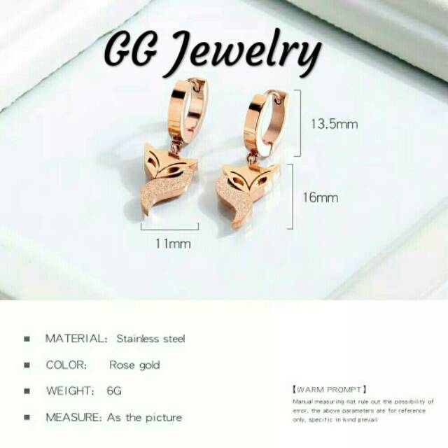 GG Anting Jepit Aksen Rubah Titanium#AT-107B
