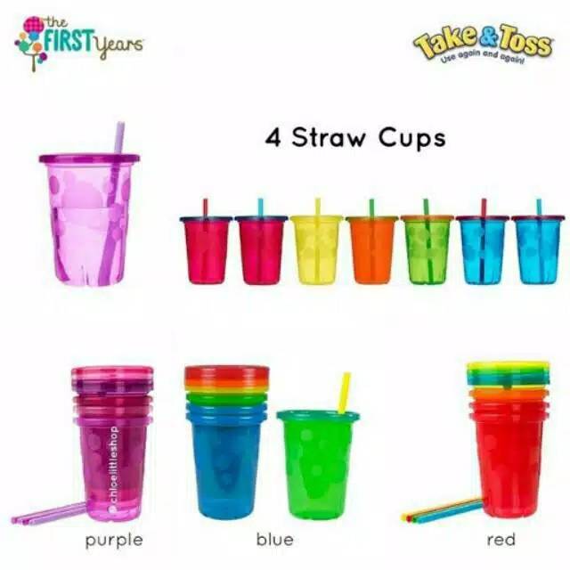 The First Years Take & Toss Spill - Proof Straw Cups 10oz CL