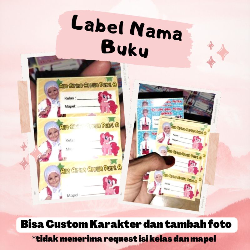 

STIKER LABEL NAMA UNTUK BUKU CUSTOM KARAKTER BISA TAMBAH FOTO FREE DESAIN