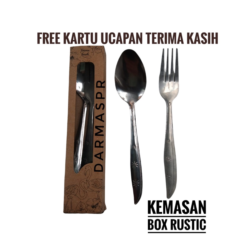 Souvenir Sendok Garpu Stainless  Kemas box rustic