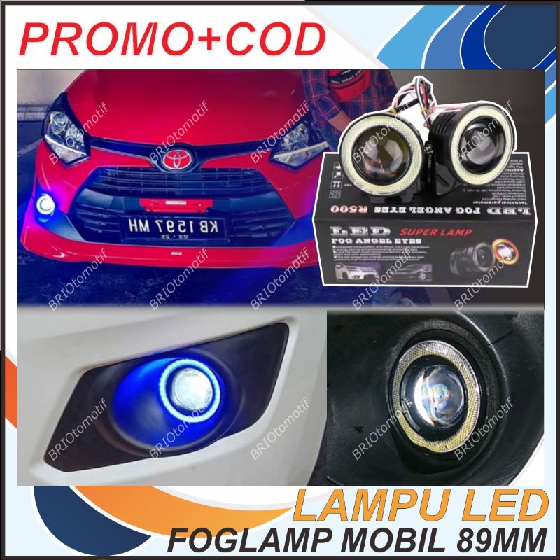 LAMPU KABUT FOGLAMP PROJI LED MOBIL TEMBAK PROJEKTOR ANGEL EYE 89 MM 3,5 INCH 2 MODE  AVANZA XENIA J