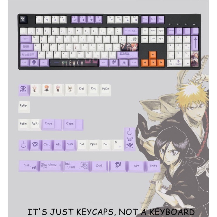 Purple Reaper keycap Game console keyboard cap Cartoon animation original height PBT sublimation applicable 61/64/68/87/980/104/134 keycap