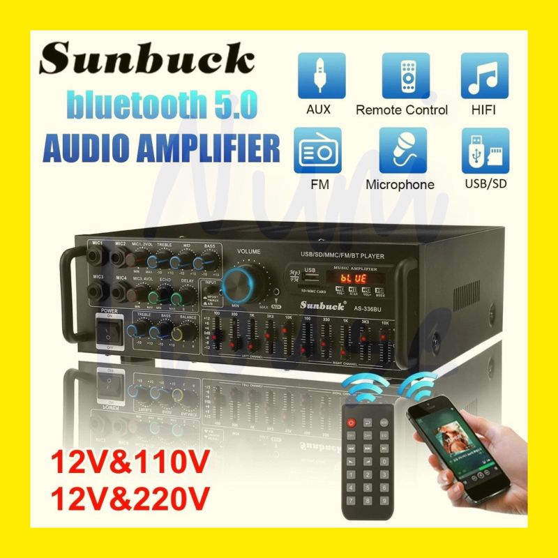 (BISA COD) SUNBUCK Ampli power Audio Amplifier bluetooth Karaoke Home Theater FM Radio 2000W hifi eq