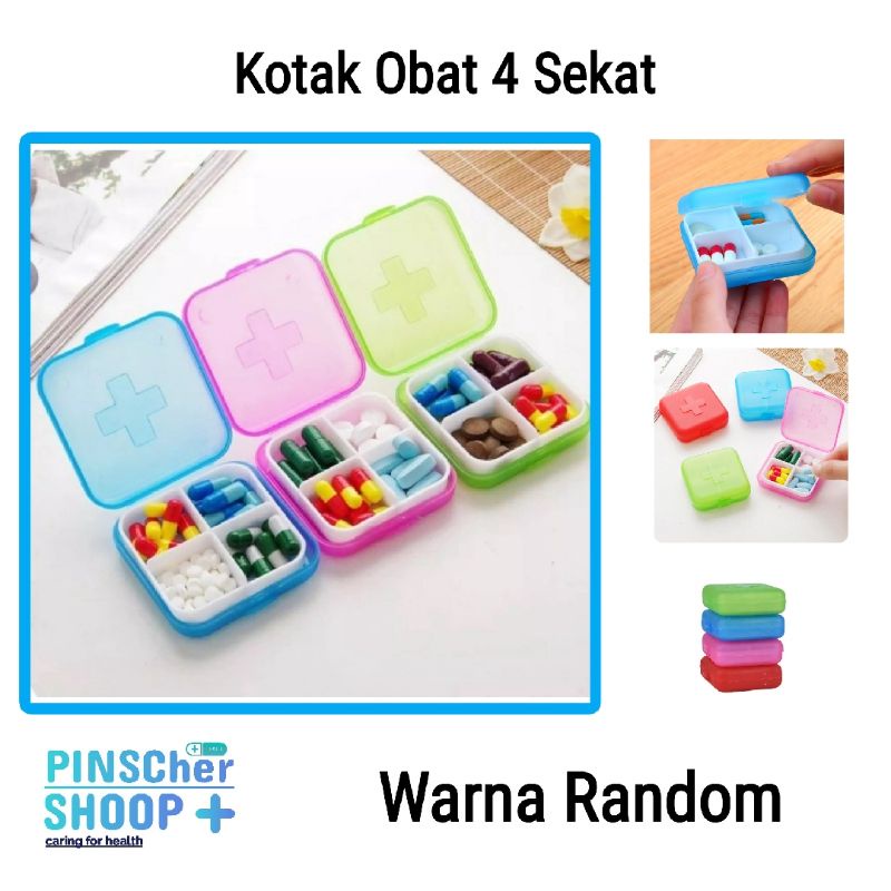 Kotak Obat Pil Box Mini 4 Sekat Medicine Box Portable Tempat Penyimpan Accesoris