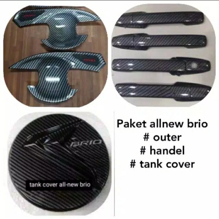 PAKET HANDLE COVER TANKI &amp; OUTER CARBON MOBIL HONDA NEW BRIO 2018 2019 2020 2021 2022 2023