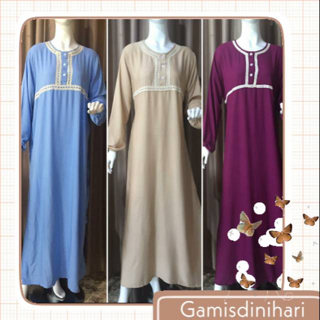 Daster Arab Jumbo Jasmine Busui Katun Rayon Murah Baju Tidur Lengan Panjang Pakaian Rumah Polos Adem