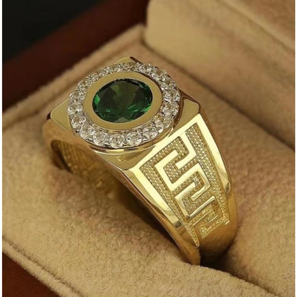 Cincin Emas Hias Berlian Batu Permata Zirkon Warna Hitam Cincin Couple Pria Wanita Titanium Anti Karat