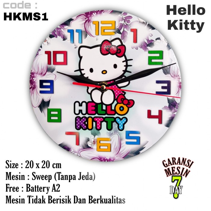 Jam Dinding KARTUN HELLO KITTY LUCU SWEPP MESIN HALUS TIDAK BERISIK