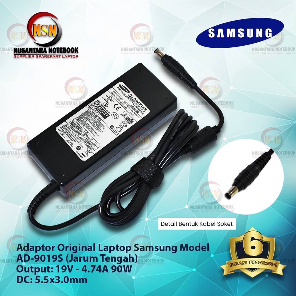 Adaptor Charger Original Laptop Samsung 19V - 4.74A DC 5.5*3.0 mm (J)