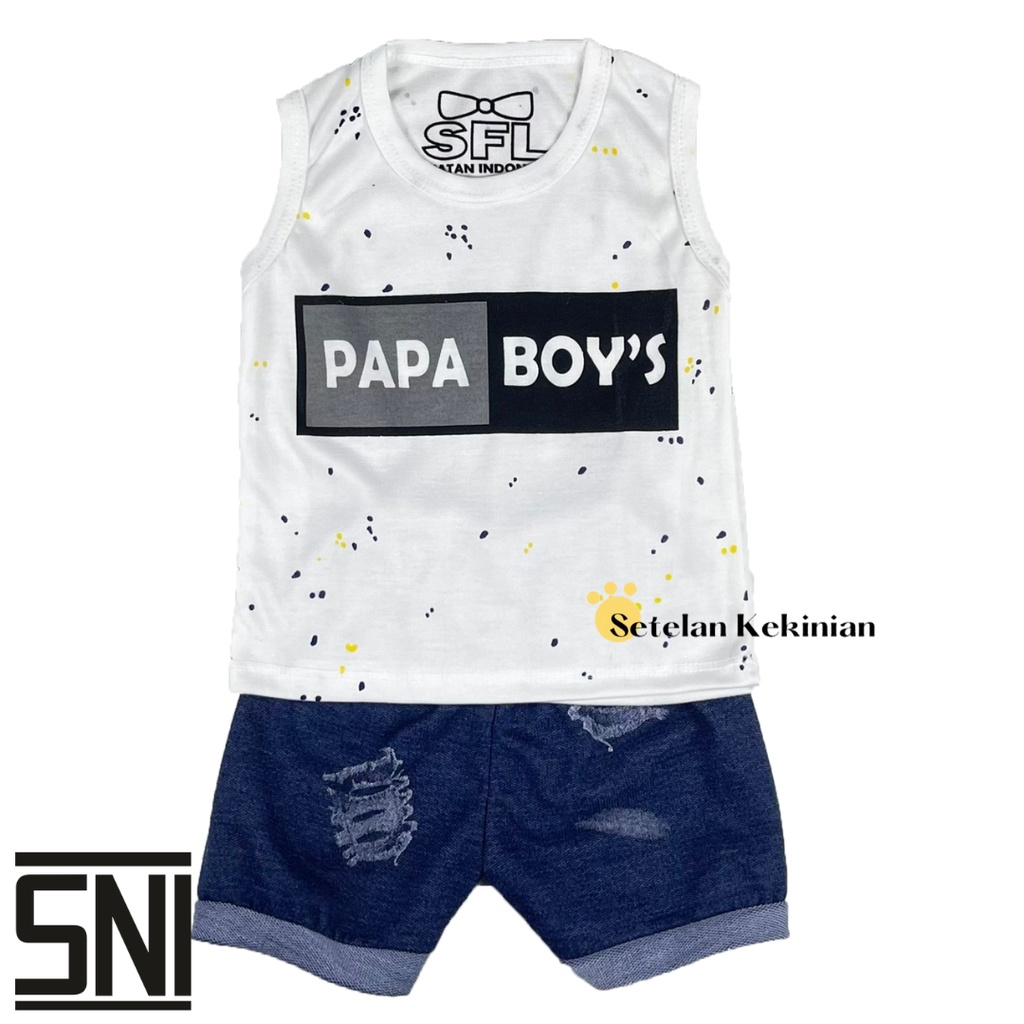 [SINGLET] Setelan Singlet Anak Laki Laki 0-12bulan Set Baby Boy Lekbong Singlet Baby Set Singlet Rompi Papaboy Mamaboy Miniboss