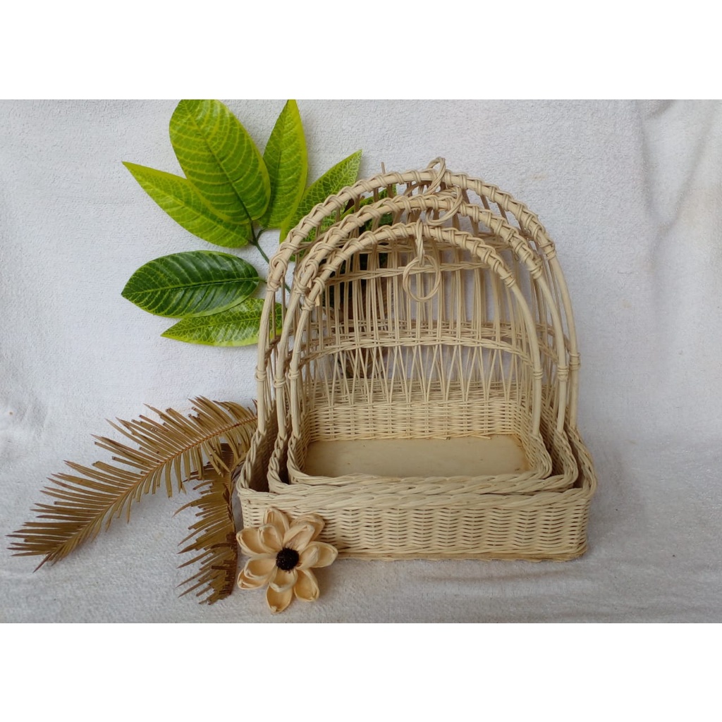 BEST PRODUCT KERANJANG Parcel Parsel UNIK CANTIK sangkar burung persegi besar sedang kecil anyaman r