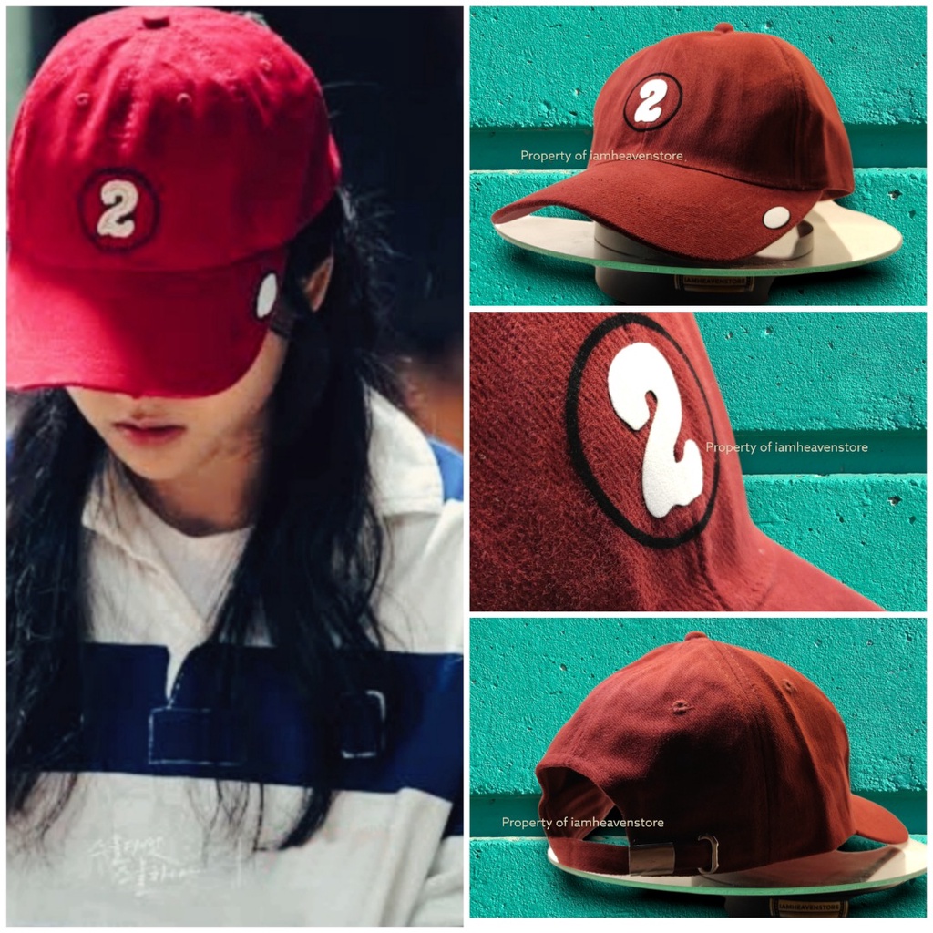 Topi Yang Dipake Na Hee Do Kim Tae Ri Di Twenty Five Twenty One Kdrama Drakor 2521 Baseballcap Angka 2  Merah Maroon