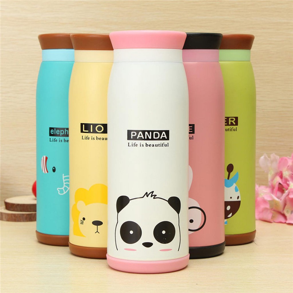 Colourful Cute Cartoon Thermos Insulated Mik Water Bottle 500ml