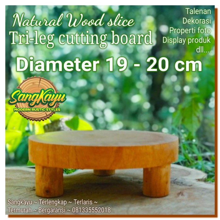 Talenan kayu talenan kaki tiga 19-20 cm display produk properti foto