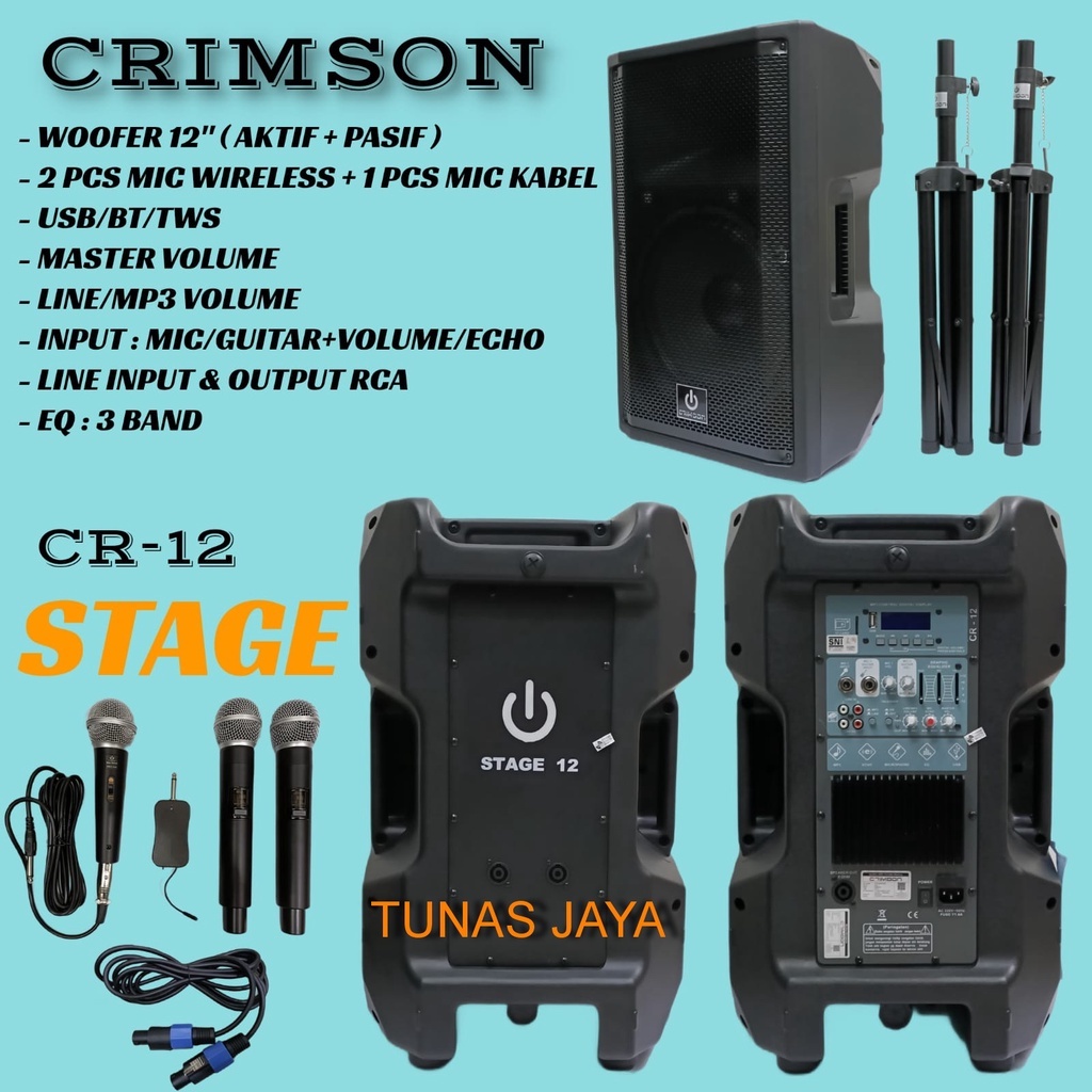 SPEAKER CRIMSON CR-12 STAGE /PAKETAN TERBARU KOMPLIT 200 WATT 12 INCH