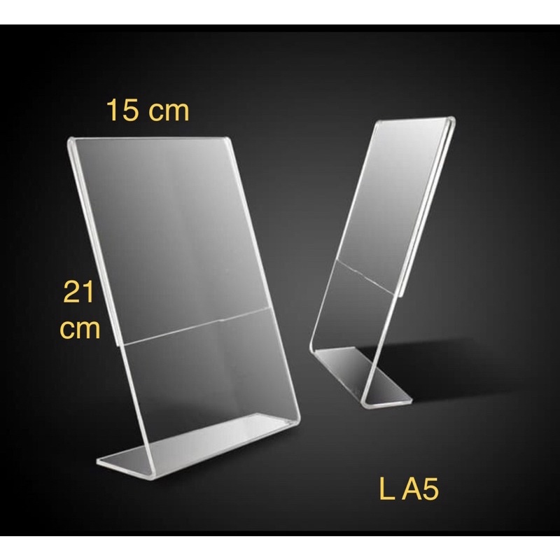 

TEMPAT BROSUR / TENT CARD AKRILIK DISPLAY / TENT HOLDER L A5 21 cm x 15 cm (NM)