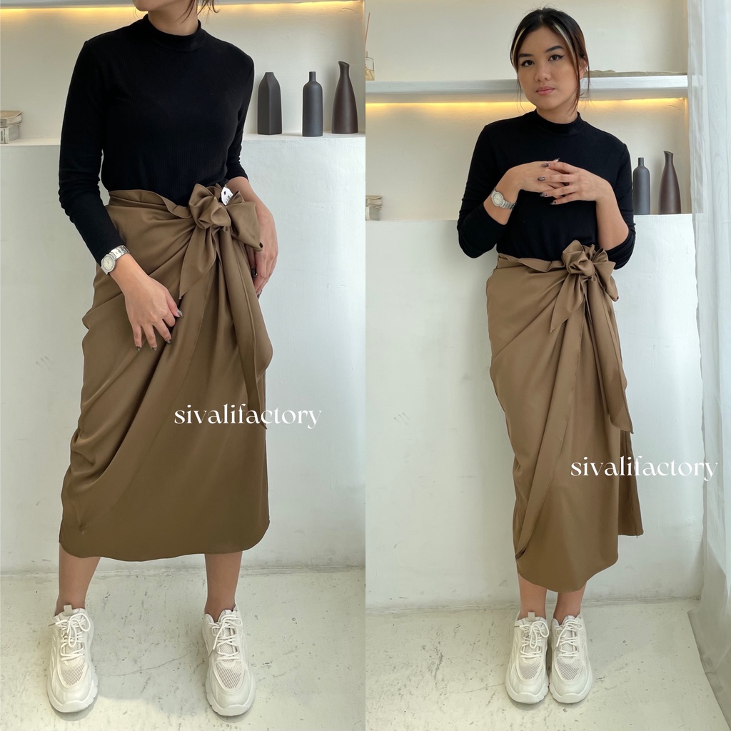 SIVALI Bianca Skirt - Wrap Skirt Rok Lilit Polos Wanita Midi Maxi Skirt 1999