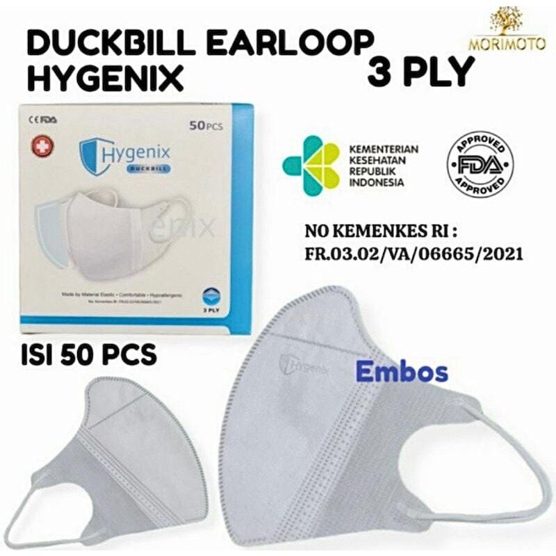 Masker Duckbill Hygenix 3Ply Dewasa IsI 50 Pcs