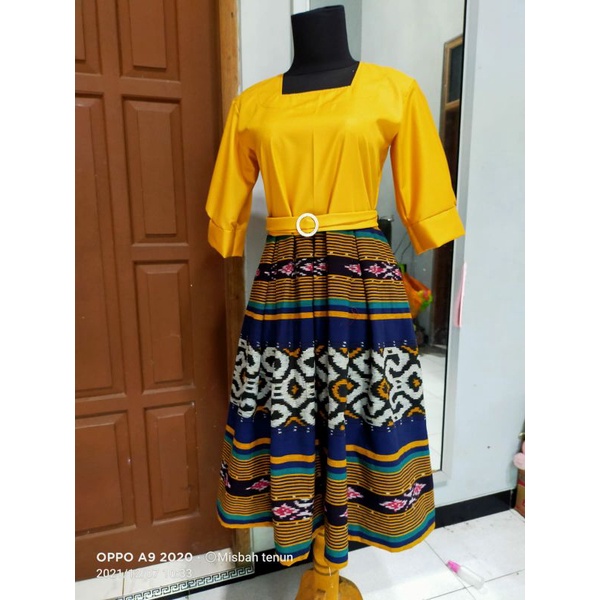DRESS TENUN KOMBINASI TENUN ETNIC JEPARA