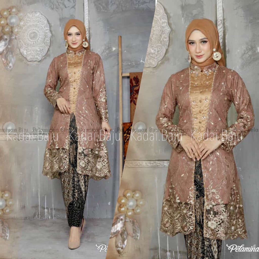 Kadai.baju / Kebaya tunik kancing mutiara payet / Setelan kebaya modern / Kebaya remaja / Kebaya modern