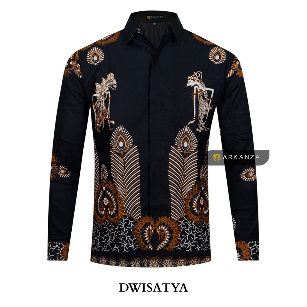 BATIK ARKANZA Motif DWISATYA Hem Atasan Kemeja Baju Batik Pria Cowok Laki Laki Slimfit Full Lapis Furing Lengan Panjang Lengan Pendek Original Asli