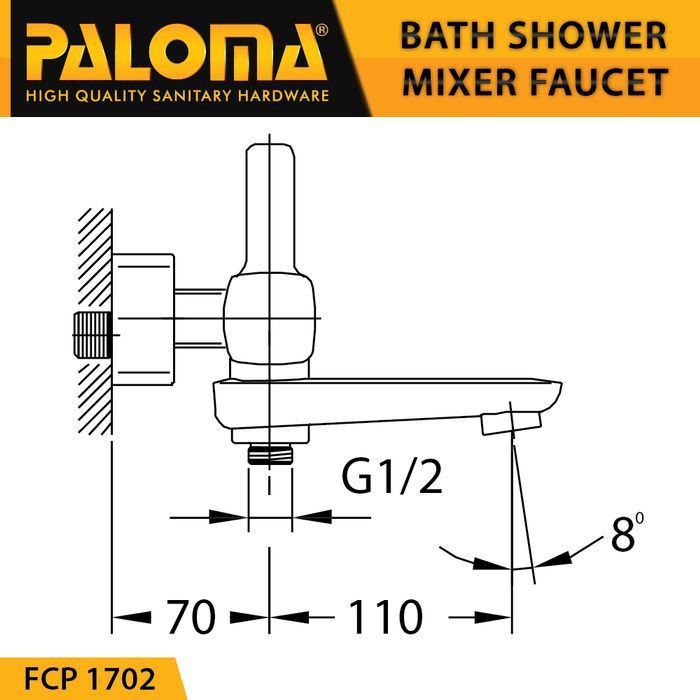 PALOMA FCP 1702 Keran Mixer Bathtub Shower Mandi Panas Dingin Kran Air