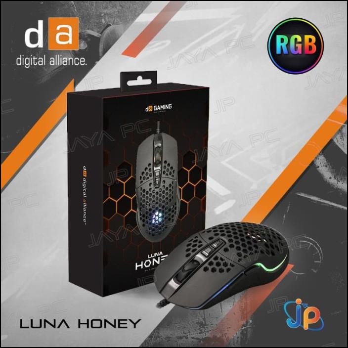 MOUSE GAMING DIGITAL ALLIANCE LUNA HONEY RGB - DA MACRO OPTICAL MOUSE - HITAM