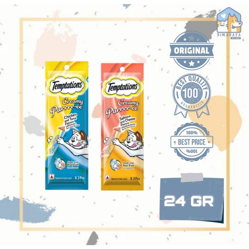 TEMPTATIONS PURRRR-EE CREAMY SNACK KUCING 24 GR (1 POUCH X 2 PCS)