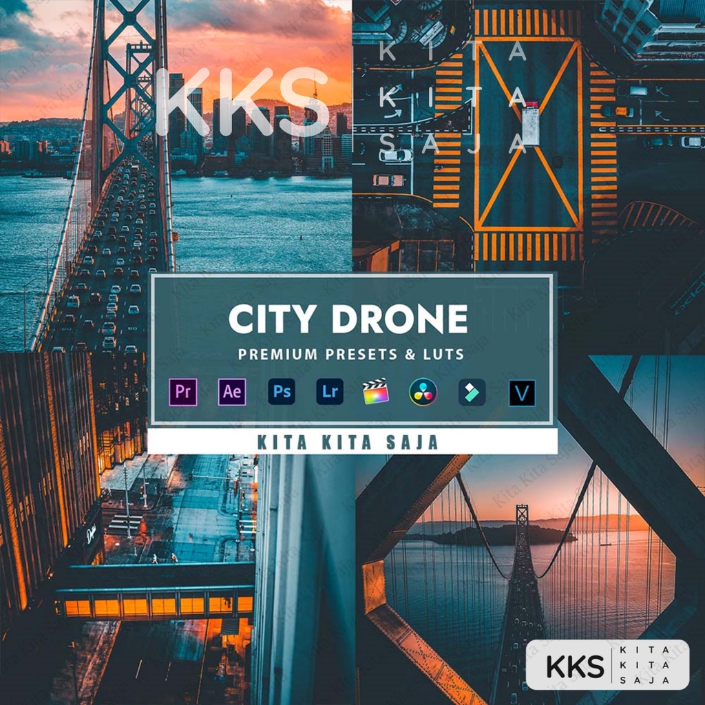 City Drone - Premium Preset Lightroom Foto dan Video LUT LUTs VN Android IOS & PC Premiere Pro Davin