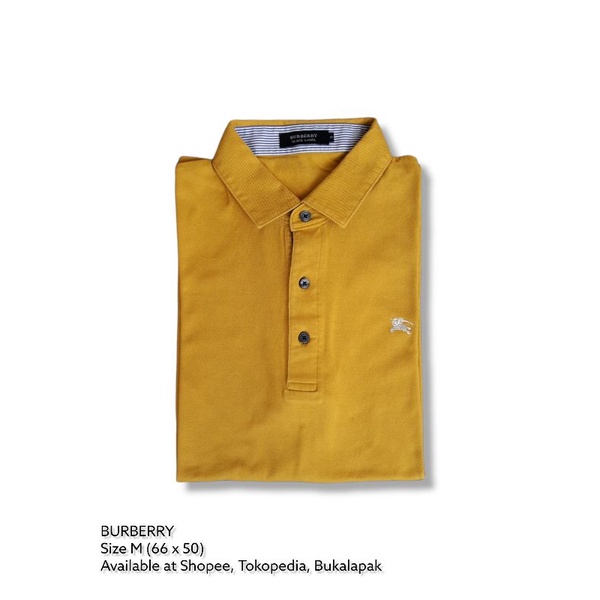 BAJU KERAH KAOS POLO SHIRT CASUAL BURBERRY ORIGINAL YELLOW