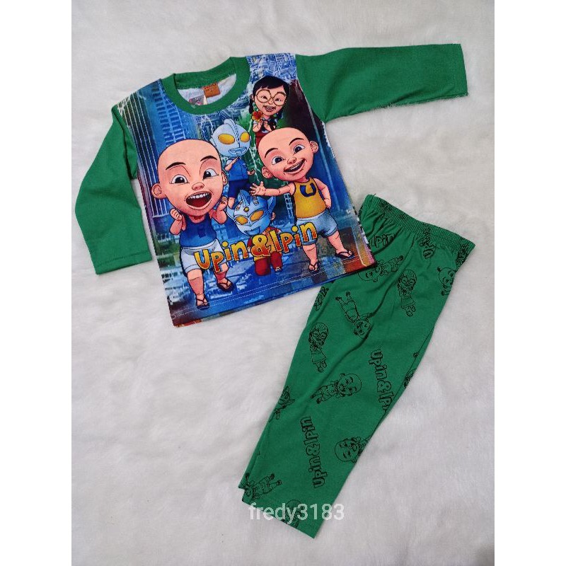 Baju Tidur Piyama Anak Laki 2-6 thn Motif Upin Ipin