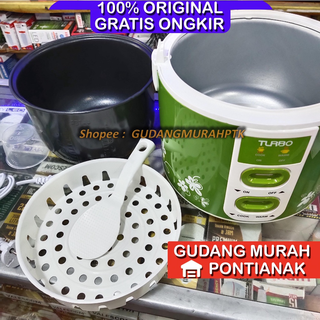 Ricecooker Turbo 2 TOMBOL MEMASAK dan MEnghangatkan ada ON OFF New Design Rice Cooker CRL1181 / Penanak Nasi Baru 1.8L Green / Hijau Penanak nasi