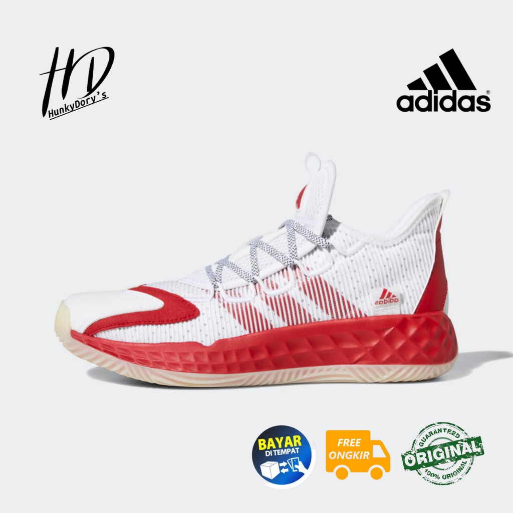 Sepatu Basket Pria Adidas Pro Boost Low White Red Original