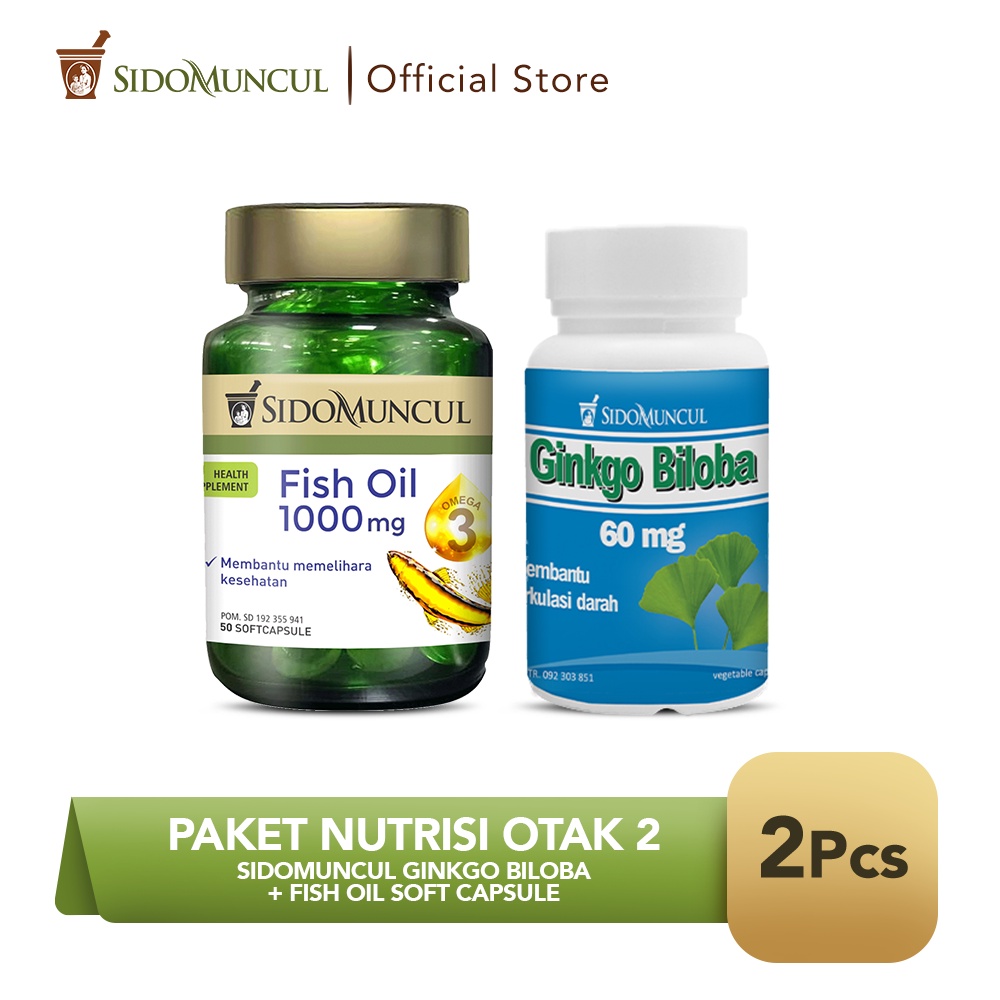 Paket Nutrisi Otak 2 SidoMuncul Ginkgo Biloba + Fish Oil Soft Capsule